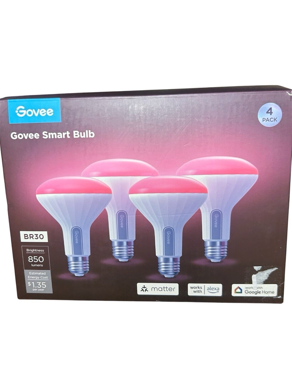 GOVEE BR30 Smart Light Bulbs 4-pack 850 Lumens (Alexa Google home) H6013 - New
